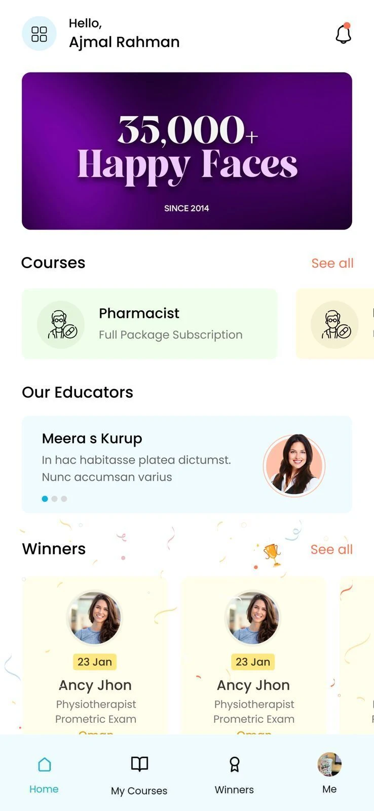 Eduwizz app home screen
